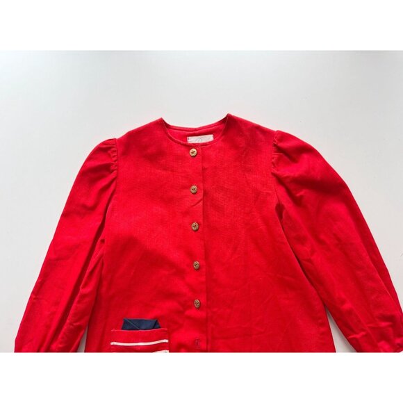 Vintage Girl's BAAL OF CANADA Red Puff Sleeve A-Line Nautical Dress, Size 9-10 - Picture 3 of 11